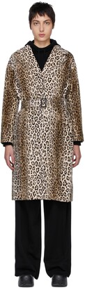 S Max Mara Off-White Cotton Leopard Print Wrap Alpino Coat