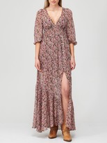 Thumbnail for your product : For Love & Lemons Sadie Ditsy Floral Print Open Back Maxi Dress Pink