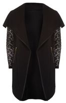 Thumbnail for your product : New Look Blue Vanilla Black Lace Sleeve Waterfall Cardigan