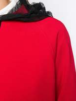Thumbnail for your product : RED Valentino lace contrast hoodie