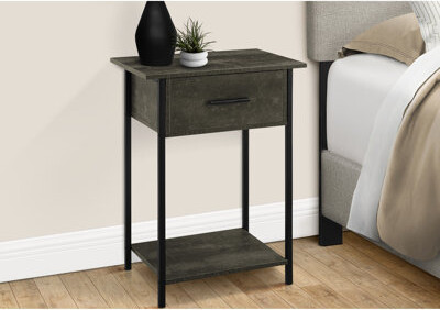 Latitude Run End Table With Shelf - Dark Bronze Laminate Finish Black Metal Legs Contemporary Accent Space Top