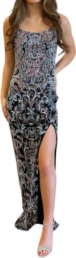 Chandalier Maxi Slit Dress In Multicolor