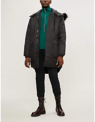BIANNUAL Faux fur-trimmed padded shell hooded coat