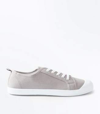 New Look Grey Canvas Lace Up Trainers