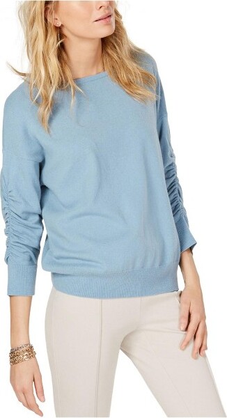 International Concepts I.N.CInternationalConceptsWomensRuched-SleeveKnitSweater,blue,X-Large