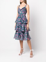 Thumbnail for your product : Marchesa Notte Floral-Print Tiered Flared Midi Dress