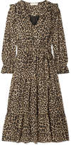 Thumbnail for your product : MICHAEL Michael Kors Belted Ruffled Leopard-print Georgette Midi Dress - Leopard print