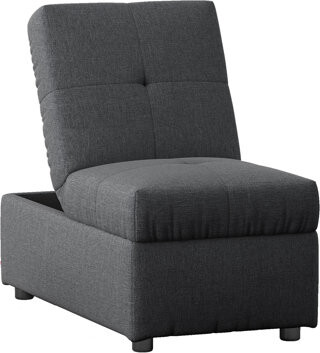 CaneCreations 20.68" Seat Width Gray Storage Convertible Chair For Home Use With Foam Cushion And Storage, Textured Fabric, Wood Base