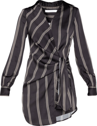 JONATHAN SIMKHAI STANDARD Bondi Pajama Stripe Waist-Tie Mini Dress