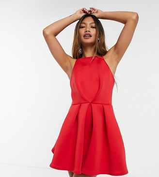red skater dress