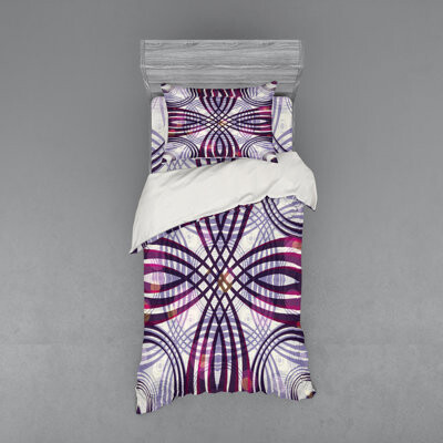Ambesonne Purple Microfiber Modern & Contemporary Duvet Cover Set