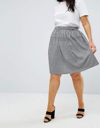 AX Paris Plus Gingham Elasticated Waist Skirt