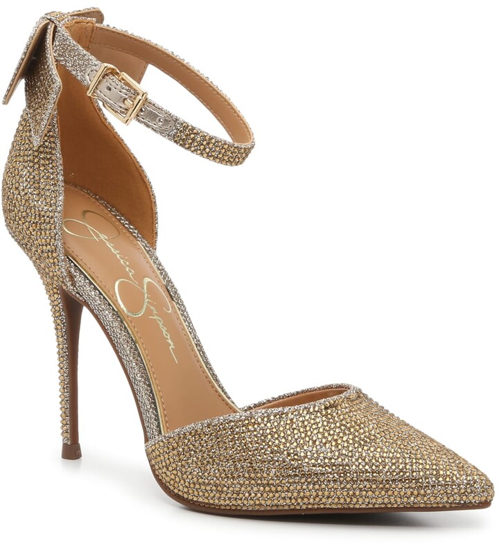 gold rhinestone platform heels