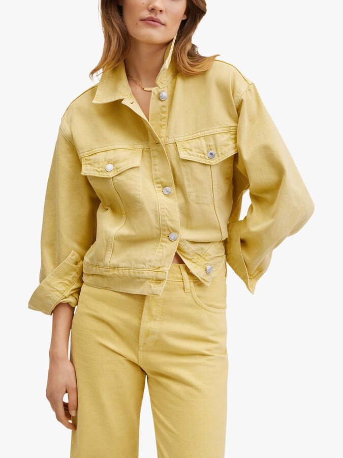 pastel yellow denim jacket