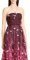 Thumbnail for your product : Marchesa Notte Strapless 3D Floral Organza Dress