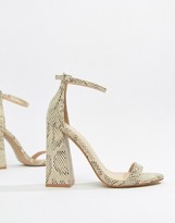 Thumbnail for your product : Public Desire Tess Snake Block Heeled Sandals-Multi