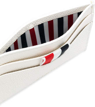 Thom Browne Single Card Holder With Tennis Ball Intarsia In Pebble Grain & Calf Leather