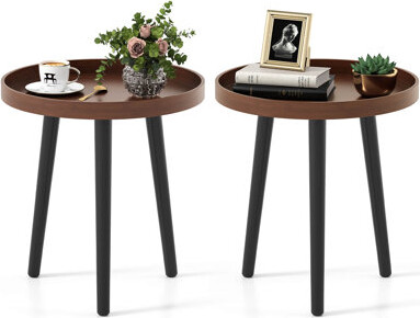 2 Pcs Round Side Table Sofa Coffee End Accent Table Nightstand Home Furniture