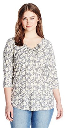 Lucky Brand Women's Plus-Size Pintucked Top