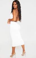 Thumbnail for your product : PrettyLittleThing Shape White Slinky Strappy Open Back Midi Dress