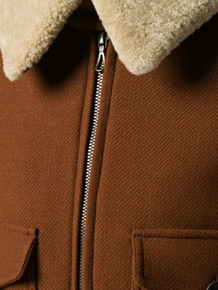 AMI Paris Zipped Jacket With Shearling Collar