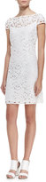 Thumbnail for your product : Ali Ro Cap-Sleeve Overlay Lace Dress, Optic White