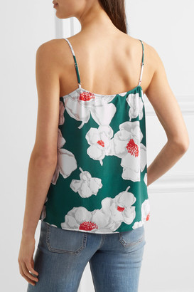 Equipment Layla Floral-print Washed-silk Camisole - Teal