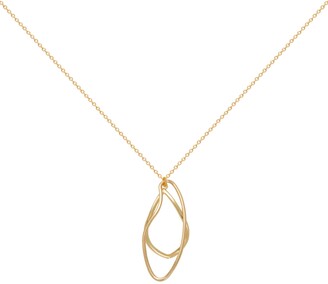 9ct Yellow & White Gold Double Wishbone Pendant with CZ Crystal Necklace