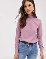 Thumbnail for your product : Verona high neck long sleeve top in dusty rose