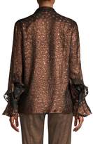 Thumbnail for your product : Donna Karan Bronze Dotted Ruffle Blouse