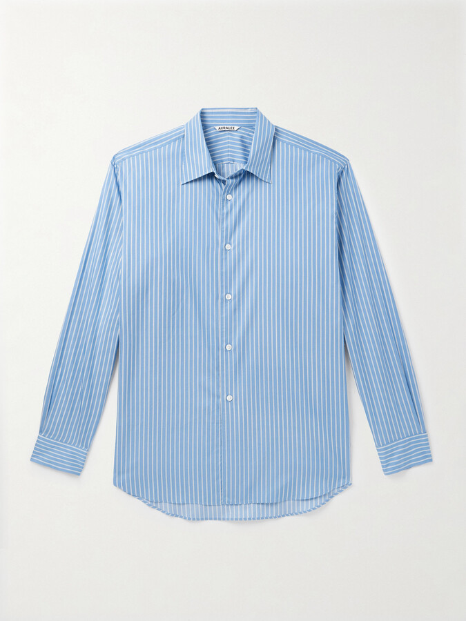 AURALEE Sim-Fit Striped Cotton and Silk-Blend Twill Shirt