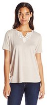 Thumbnail for your product : Alfred Dunner Women's Beaded Knit Top with Side Rouche
