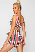 Thumbnail for your product : boohoo Sara Striped Wrap Front Short Co-ord
