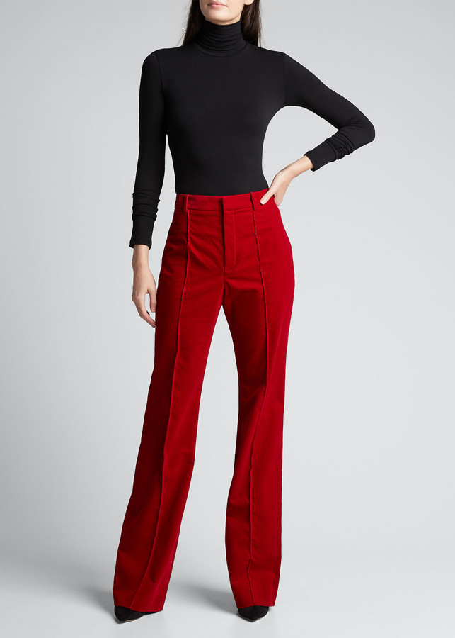 red corduroy flare pants
