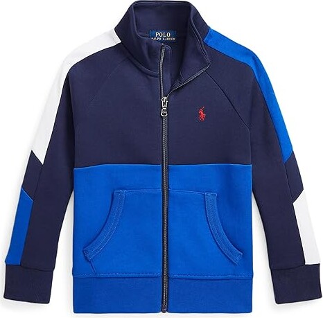 Polo Ralph Lauren Kids Color-Blocked Double-Knit Track Jacket (Little Kids)  (Cruise Navy Multi) Boy's Clothing - ShopStyle