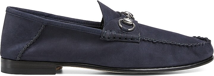Gucci Men's Gigi Horsebit Suede Loafers - Blue - Size 8