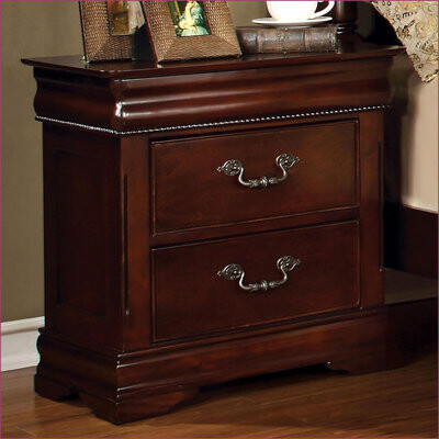 Latitude Run Traditional Cherry Solid Wood 2-Drawer Nightstand with Hidden Top Drawer