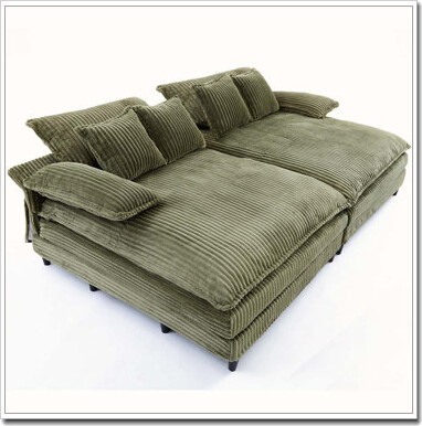 Corduroy 109" W Oversized Double Lounge Chaise Sofa Bed
