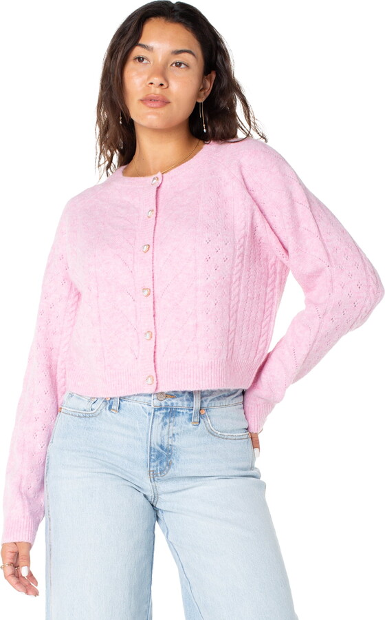 Celebrity Pink Women's and Women's Plus Cable Knit Crew Neck Cardigan, Sizes XS-4X