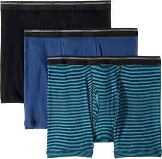 Jockey 100% Cotton Classic Knits Full Rise Boxer Brief 3-Pack  (Black/Suitable Stripe Teal/Rich Blue) Men's Underwear - ShopStyle