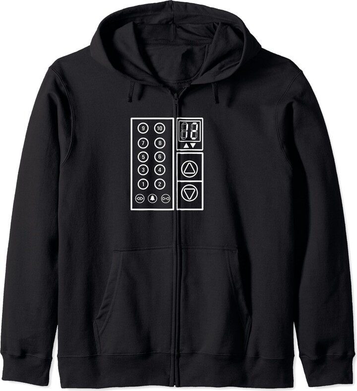 Funny Elevator Gifts For Elevator Mechanic Elevator Button Zip Hoodie