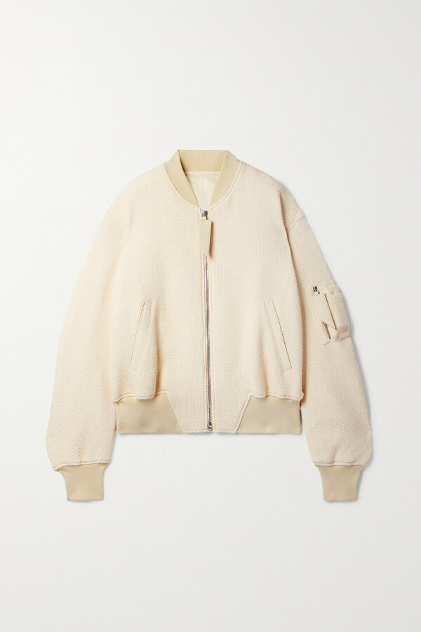 cream colored bomber jacket