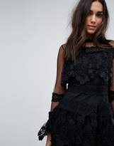 Thumbnail for your product : PrettyLittleThing Premium Lace Dress With Mesh Sleeve
