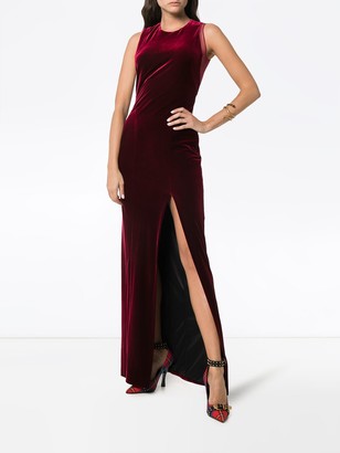 Galvan Crescent Thigh Split Velvet Dress