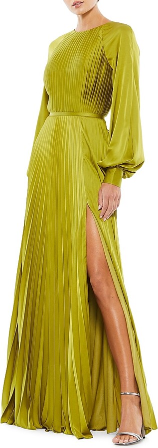Women's Ieena Pleated A-Line Chiffon Gown - Peacock - Size 2