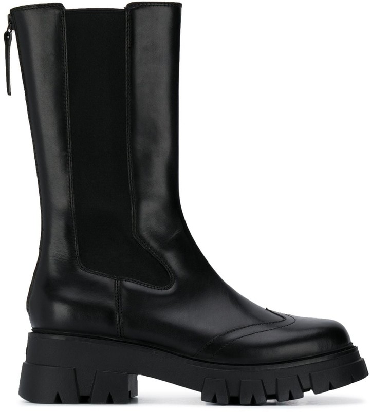 mid length leather boots