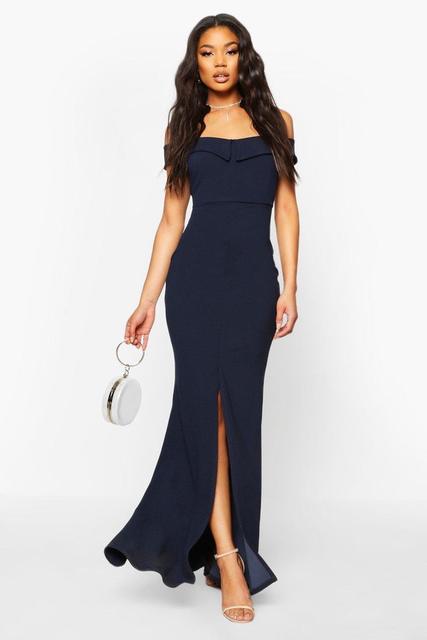 navy split dress