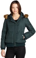 Thumbnail for your product : DKNY green down-filled fur trimmed split hood puffer bomber coat