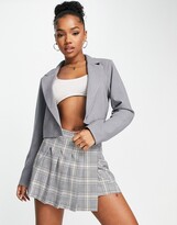Thumbnail for your product : Abercrombie & Fitch crop blazer in gray