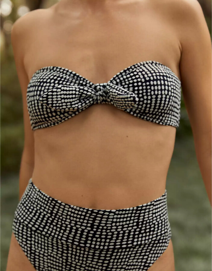 aerie Jacquard Tie Bandeau Bikini Top - ShopStyle Two Piece Swimsuits